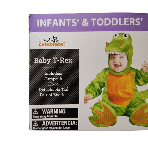 Infant 6 to 12 Months Baby T-Rex Dinosaur Complete 4-Piece Halloween Costume - Picture 7 of 10